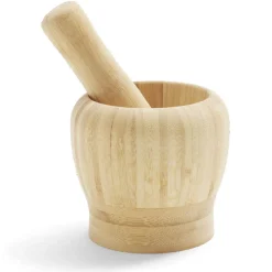 Best Mortier en bambou H14,5cm Préparation Culinaire