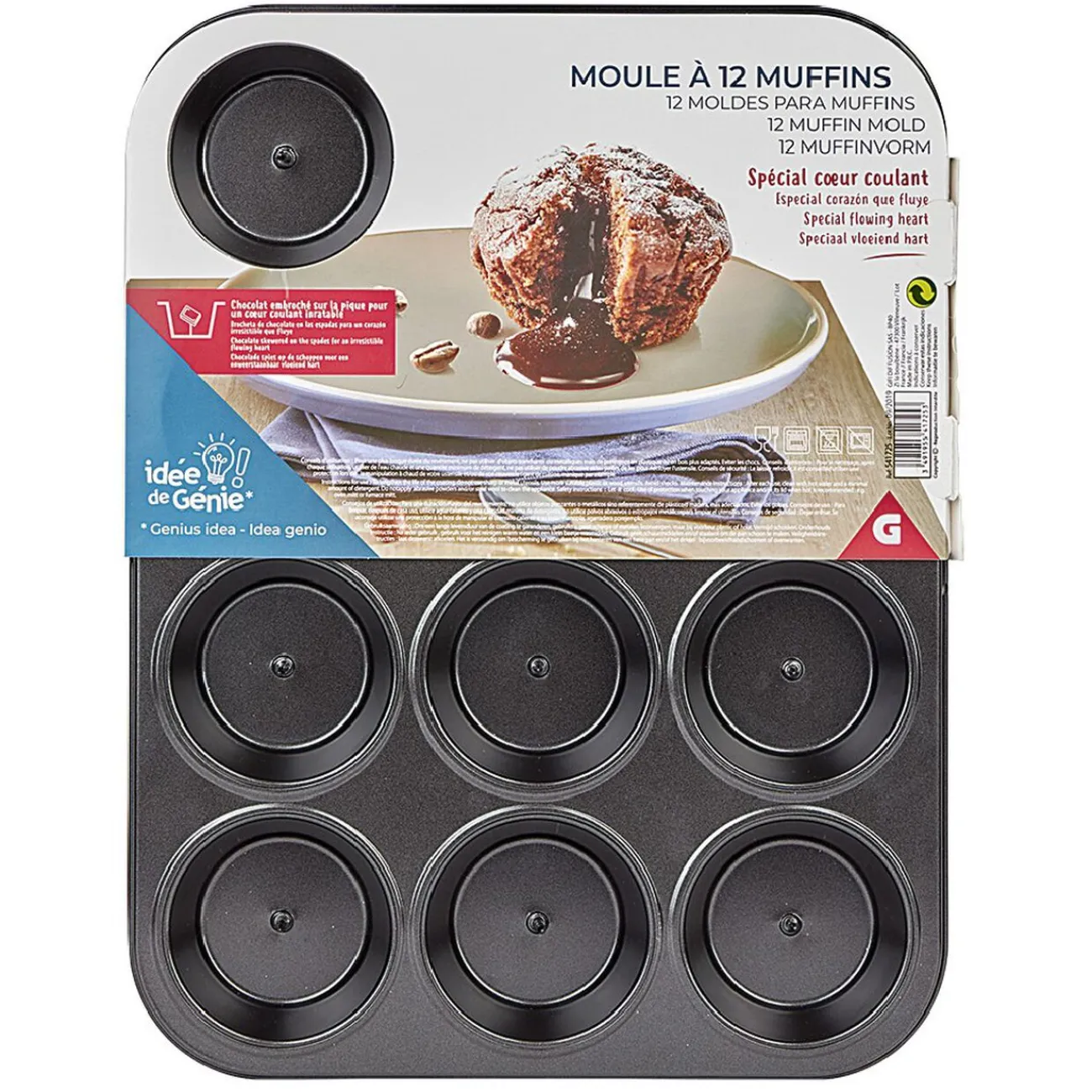 Outlet Moule à muffin coeur coulant en métal x12 Cuisson