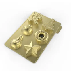 Sale Moule gâteaux de Noël silicone doré x6 Cuisson