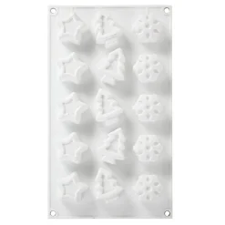 Moule silicone 15 empreintes forme sapin étoile flocon Cuisson