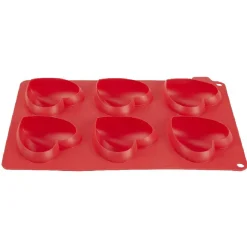 Hot Moule silicone rouge 6 minis coeurs 3D Cuisson