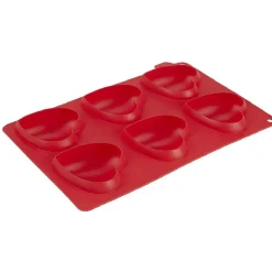Hot Moule silicone rouge 6 minis coeurs 3D Cuisson