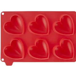 Hot Moule silicone rouge 6 minis coeurs 3D Cuisson