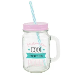 Best Mug bocal transparent avec paille Vaisselle Et Accessoires De Table