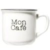 Best Mug café en porcelaine effet email blanc et bord noir Mon café 33cl H8,5cm Vaisselle Et Accessoires De Table