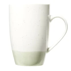 Outlet Mug en faïence blanc chiné et vert 500ml H15,5cm Vaisselle Et Accessoires De Table