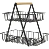 Outlet Panier à fruits 2 niveaux noir et naturel Rangement De Cuisine