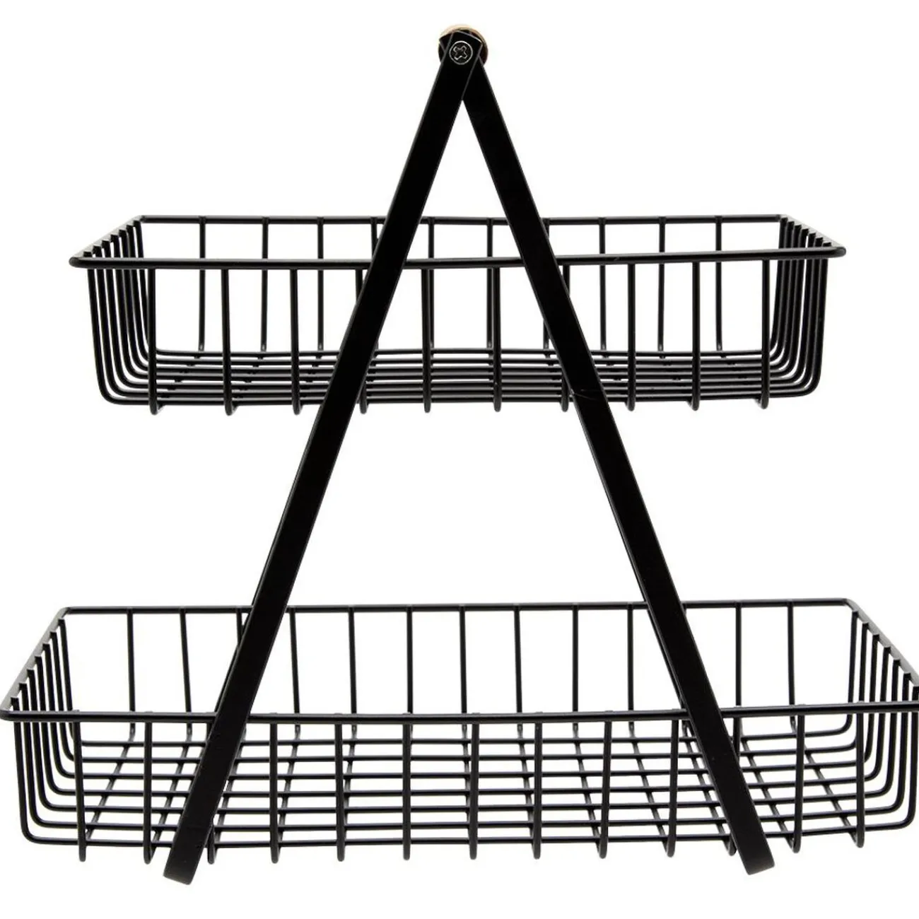 Outlet Panier à fruits 2 niveaux noir et naturel Rangement De Cuisine