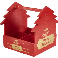 Panier rouge Merry Christmas avec gobelets Noël pailles x4|Gifi Discount