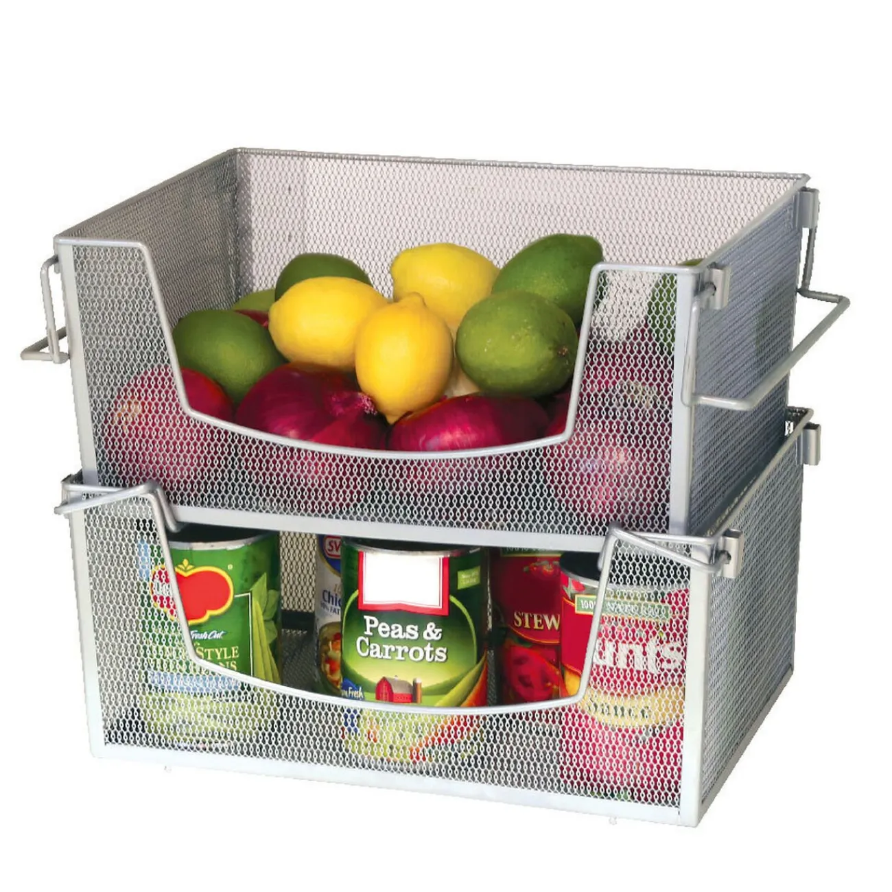 Outlet Panier superposable gris argenté Rangement De Cuisine