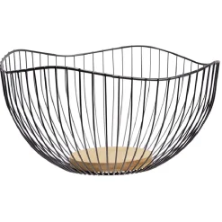 Hot Panière à fruits métal noir bambou Rangement De Cuisine