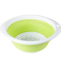 Passoire rétractable verte et blanche Préparation Culinaire