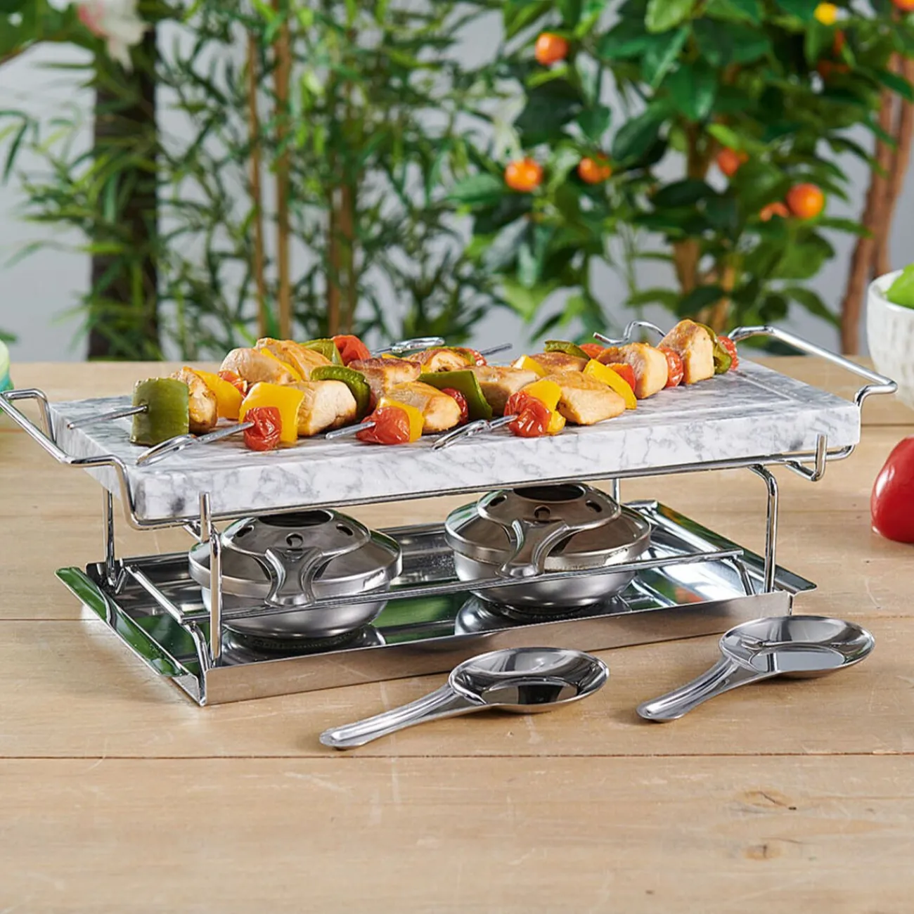 Hot Plancha pierre à cuire marbre avec plateau métal Petit Électroménager