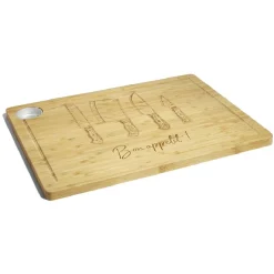 Hot Planche à découper bambou avec rigole et récupérateur de jus 38x28x1,5cm Préparation Culinaire