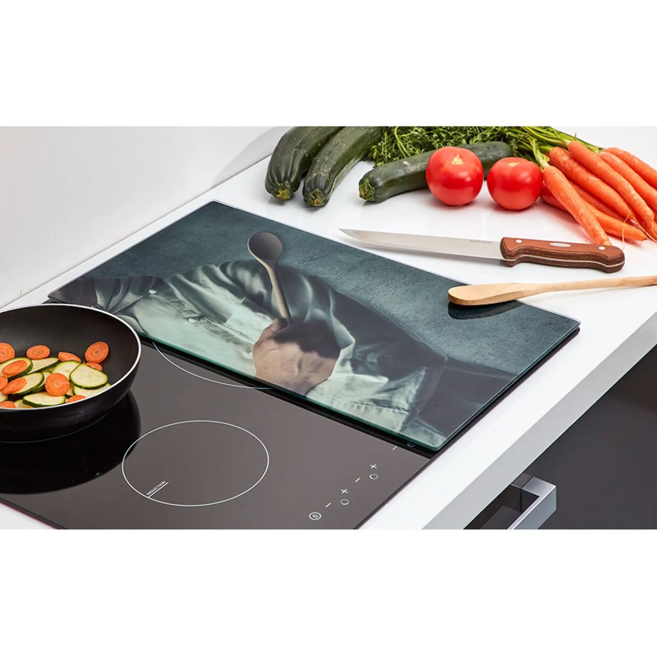 Best Planche à découper cache plaque design chef x2 Cuisson