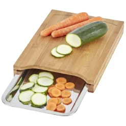 Planche à decouper en bambou avec bac récupérateur inox Préparation Culinaire