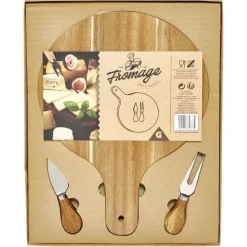 Clearance Planche à servir en bambou Ø25cm avec accessoires pour fromage x2 Préparation Culinaire