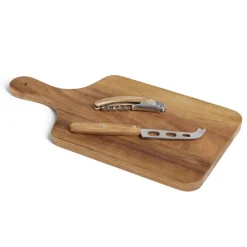Planche de présentation avec couteau et tire-bouchon acacia 37x19cm|Gifi Sale