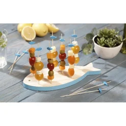 Planche support à pics apéritifs en bois forme poisson|Gifi Sale