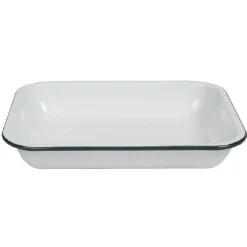 Best Plat à four acier émaillé blanc contour bleu Cuisson