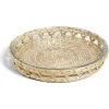 Sale Plat à four en verre transparent et déco raphia beige Ø27,5xH4,5cm Cuisson