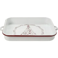 New Plat à four émaillé Noël blanc et rouge Cuisson