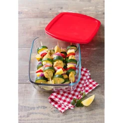 Hot Plat à four rectangulaire en verre avec couvercle Cuisson