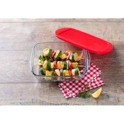 Clearance Plat à four rectangulaire en verre couvercle plastique Cuisson