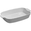 Hot Plat à four rectangulaire avec poignées gris et blanc en grès émaillé Cuisson