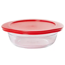Outlet Plat à four rond en verre couvercle plastique Cuisson