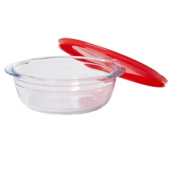 Outlet Plat à four rond en verre couvercle plastique Cuisson