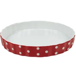Discount Plat à four rond rouge à pois blancs Cuisson