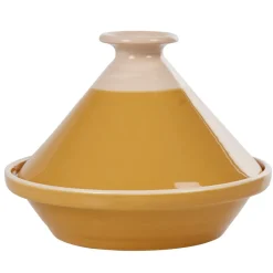 Online Plat à tajine en faïence jaune moutarde et blanc ivoire Cuisson