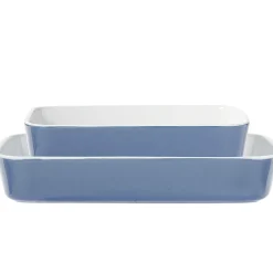 Plat cuisson rectangulaire exterieur bleu interieur blanc 1L 2L x2 Cuisson