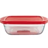 Discount Plat de cuisson carré en verre avec couvercle en plastique 1 L Cuisson