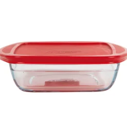 Discount Plat de cuisson carré en verre avec couvercle en plastique 1 L Cuisson