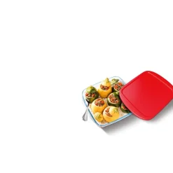 Discount Plat de cuisson carré en verre avec couvercle en plastique 1 L Cuisson