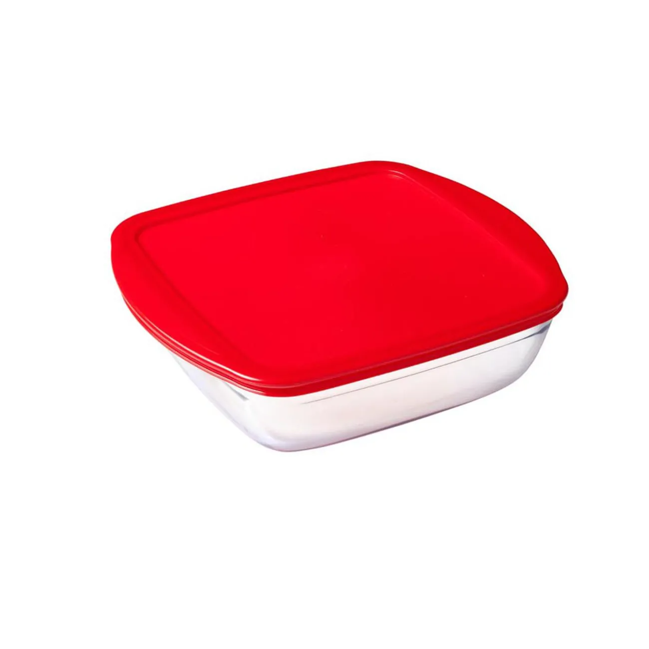 Discount Plat de cuisson carré en verre avec couvercle en plastique 1 L Cuisson