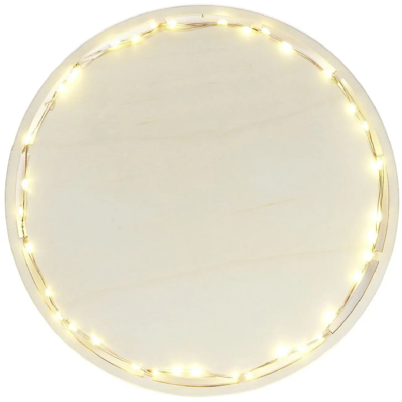 Hot Plat de présentation à LED Ø26,5cm bois beige Préparation Culinaire
