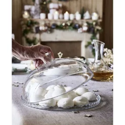 Plat de présentation avec cloche Ø32cm verre transparent|Gifi