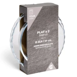 Plat en verre borosilicate x2 - Ø22,6cm et Ø27cm Cuisson