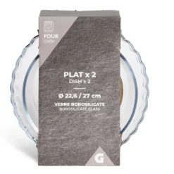 Plat en verre borosilicate x2 - Ø22,6cm et Ø27cm Cuisson