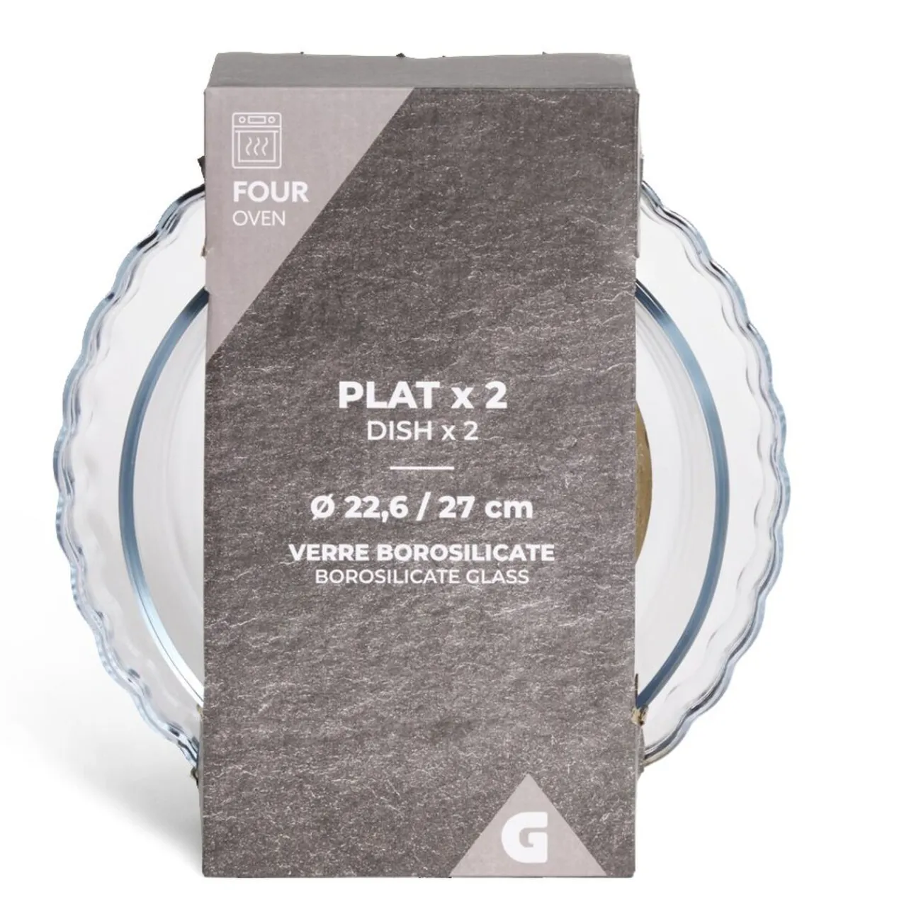 Plat en verre borosilicate x2 - Ø22,6cm et Ø27cm Cuisson