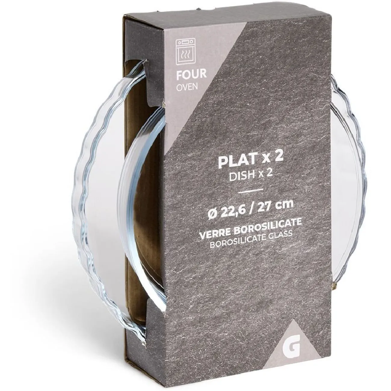 Plat en verre borosilicate x2 - Ø22,6cm et Ø27cm Cuisson