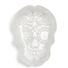 Plat Halloween tête de mort mexicaine en verre blanc 15x11xH2cm|Gifi New