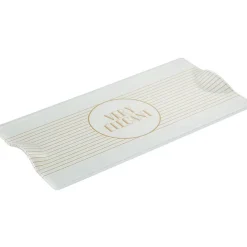 Outlet Plat rectangulaire blanc et doré Vaisselle Et Accessoires De Table