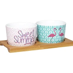 Plateau + 2 coupelles apéritif motif flamant rose|Gifi Hot