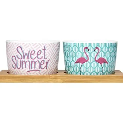 Plateau + 2 coupelles apéritif motif flamant rose|Gifi Hot