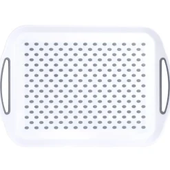 Plateau antidérapant avec poignées blanc et gris|Gifi Outlet