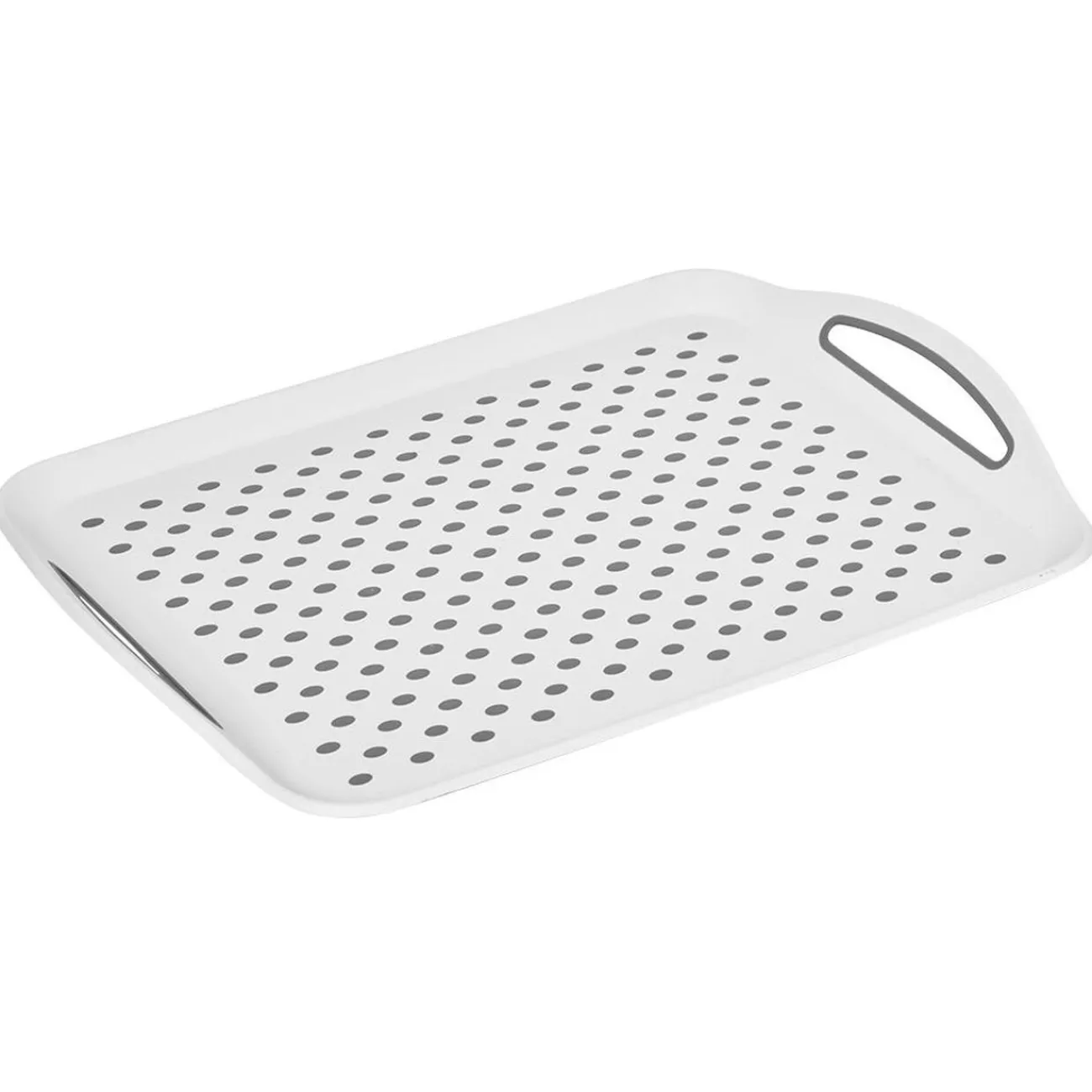 Plateau antidérapant avec poignées blanc picots gris|Gifi Best